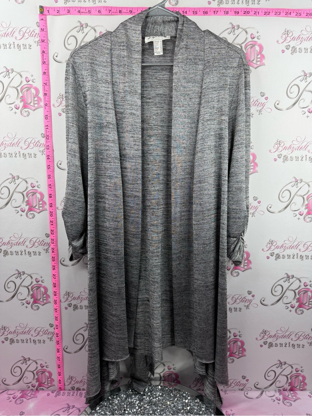 Joseph Ribkoff cardigan belted sweater Heather Gray Open-Front Cardigan